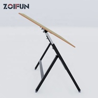 Table à dessin pour enfants, cadre en métal, plateau en bois carré, pliable et réglable
