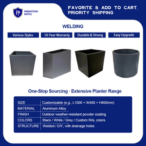PRINCETON METAL Grand bac à plantes rectangulaire d'extérieur 2000W*1200D*800H <span class=keywords><strong>en</strong></span> aluminium soudé, revêtement poudré, écologique - Product Image 5