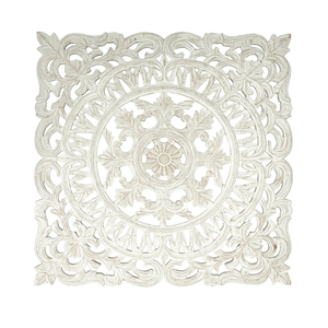 Decorazione da Parete in Legno Bianco Quadrata Artigianale 36x36, Elegante Elemento d'Arredo - Product Image 2