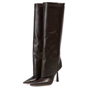Leather Fashion Botas De Dama Shoes Stiletto Heel Knee High Women's <b>Boots</b> - Product Image 3