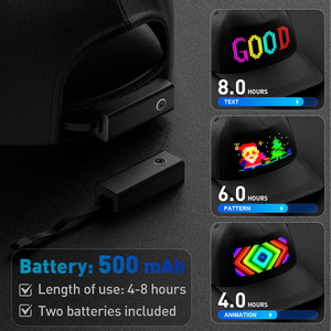 Casquettes LED lumineuses, casquettes LED intelligentes à écran couleur pour enfants, casquettes LED programmables à messages défilants, contrôle par application Bluetooth - Product Image 2