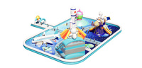 Parc aquatique gonflable en PVC sur le thème de la fusée spatiale, personnalisable, grand équipement de jeu aquatique extérieur, divertissement aquatique Wolong