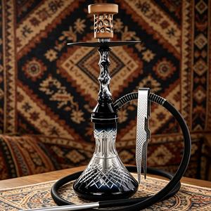 Moderno Set de Shisha de Aleación de Aluminio con Base de Vidrio Tallado a Mano con Acabado Espejo, 1 Manguera, para Bar, Regalo, Viajes - Product Image 5