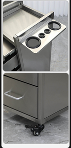 Commercial Stainless Steel Hairdressing <b>Trolley</b> Mobile Salon Storage Cabinet Multi Drawer Barber <b>Tool</b> Cart with Universal Wheels - Product Image 6