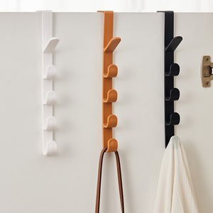 <b>Over</b> <b>Door</b> <b>Hook</b> Rack With 5 <b>Hooks</b> For Coat And Bag Storage In Black Brown White Colors - Product Image 1