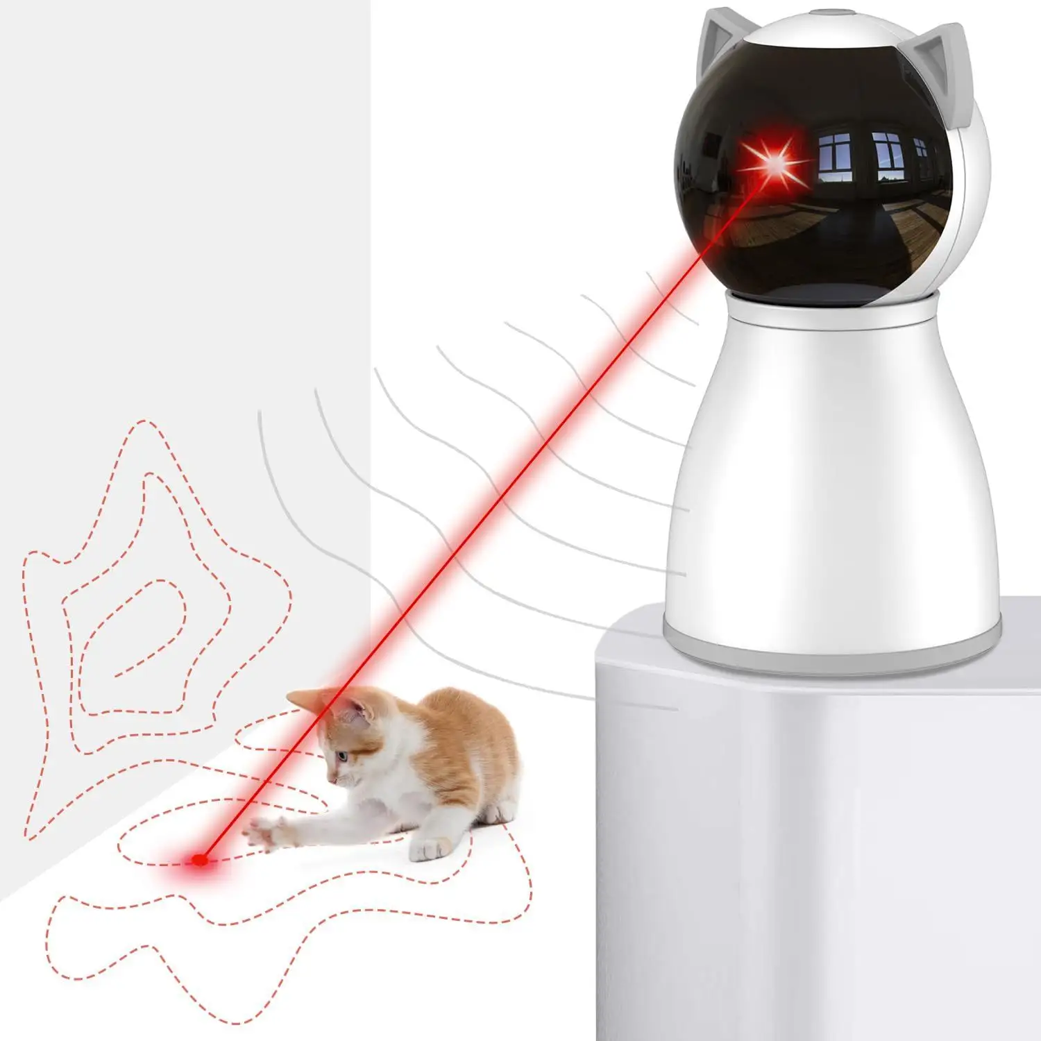 Kedi oyuncaklar gerçek rastgele yörünge şarj edilebilir hareket aktif kedi lazer oyuncak otomatik, interaktif
