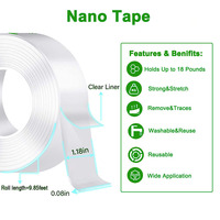 Cinta Adhesiva Transparente de Doble Cara Nano, Impermeable, para Colgar Cuadros, Pósters y Uso General