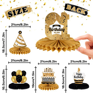 Decorazioni per Festa di 10° Compleanno, Centrotavola a Nido d'Ape Oro Rosa, Insegna 'Cinque Anni di Età', Accessori per Foto - Product Image 2