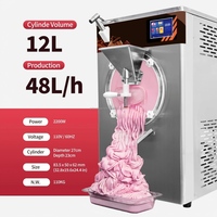 Machine à glace dure automatique commerciale, fabricant de gelato italien, 48L, 220V, acier inoxydable, faible bruit, nettoyage facile