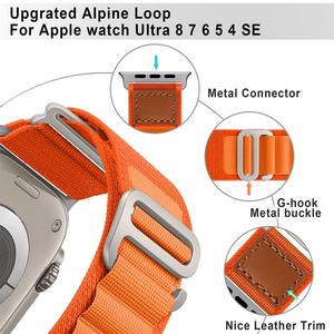 <span class=keywords><strong>Correa</strong></span> de reloj de nailon de poliéster de cuero con doble hebilla para <span class=keywords><strong>Apple</strong></span> Iwatch Ultra Alpine Loop 49mm 45mm Series 10 9 <span class=keywords><strong>Correa</strong></span> deportiva ajustable - Product Image 4