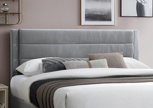 Luxury Modern Adjustable Soft <b>Bed</b> 1pc Full Size with Storage Drawer Gray Corduroy Headboard Bedroom Furniture - Product Image 5