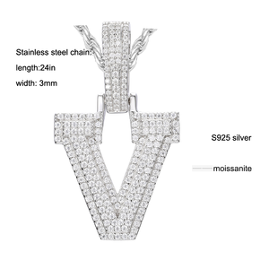 Personalizzazione lettera design ciondolo personalizzato <span class=keywords><strong>925</strong></span> <span class=keywords><strong>argento</strong></span> <span class=keywords><strong>e</strong></span> moissanite - Product Image 3