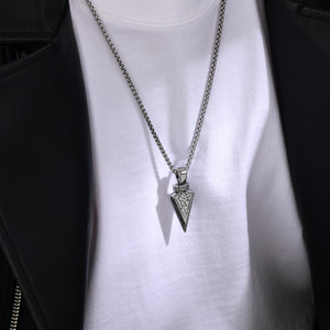 Colgante de flecha vikinga de acero inoxidable para hombre, cadena de bambú, collar llamativo estilo hip-hop, accesorios <span class=keywords><strong>Quanxi</strong></span> Shui PN-1859 - Product Image 2