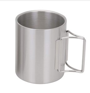 Stainless Steel 9.92 Ounce 10 Oz. Stainless Steel Outdoors <b>Camping</b> <b>Cup</b> W/Foldable Handles 2 Piece Set - Product Image 1