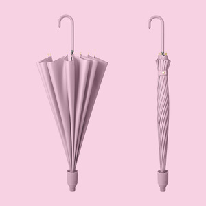 Long Handle Umbrella 16 Rib Fiber Manual Open Travel Rain Umbrella Women's Curved Hook Style - Product Image 4