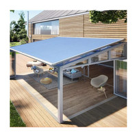 Auvent de terrasse motorisé en tissu imperméable à double face avec cadre métallique pour plafond extérieur