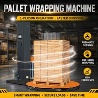 Machine d'emballage de palettes à film étirable pré-étiré, entièrement automatique, électrique, contrôlée par PLC, avec plateau tournant, pour usage industriel