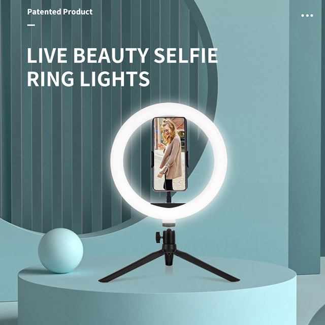 High Quality Plastic 10inch Foldable Waterproof Live Streaming Broadcast Selfie Stand Tripod Ring Light for Makeup YouTube