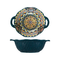 Ensemble de bols et d'assiettes en porcelaine bohème européenne, passe au micro-ondes, personnalisable, vaisselle pour nouilles instantanées, créatif, personnalisé, vente en gros