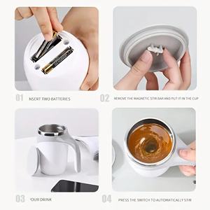 Taza Mezcladora Automática al por Mayor, Taza de Café Portátil Recargable de Acero Inoxidable con Rotación Magnética, Utensilios para Beber en Casa - Product Image 3