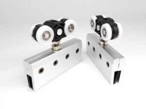 Roulette de porte coulissante en verre avec <span class=keywords><strong>pince</strong></span> en aluminium, roue en POM et rail en nylon, capacité 80 kg, pour hôtels - Product Image 2