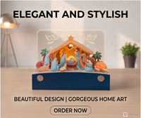 Veilleuse LED 3D en papier découpé Scène de la Nativité, Lampe de bureau décorative, Cadeau de Noël