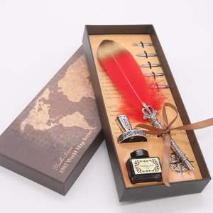 New Design Luxury Feather High Quality <b>Dip</b> <b>Pen</b> Set with Ink - Product Image 1