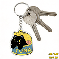 Porte-clés en acrylique chat noir mignon dans une boîte de thon, breloque gourmande pour clés et sacs, accessoire unique et fantaisiste pour les amateurs de chats et de fruits de mer