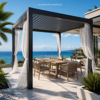 Pergola bioclimatique en aluminium thermolaqué, toit à lames motorisées, imperméable, pour terrasse extérieure, vente en gros d'usine