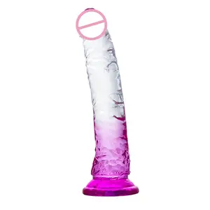 Two Color Transparent Crystal Color Simulation Penis Female Masturbation Adult Sex Products Penis Silicone Dildo Sex Toy