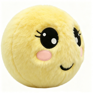 Porte-clés personnalisé jaune en peluche pour le visage, boule ronde en peluche avec doublure en maille sans rembourrage - Product Image 1