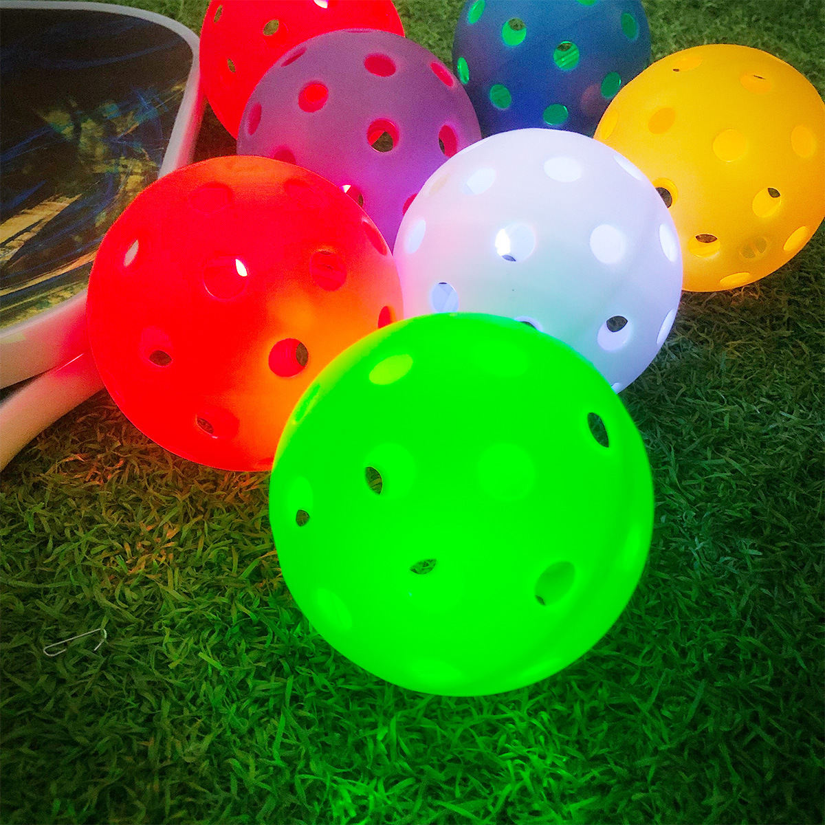 Hot Sale 74mm Standard LED Outdoor Pickleball Balls Durable 40 Holes Training Accessories for Children