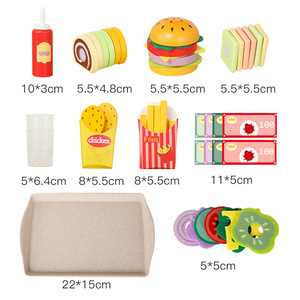 Jouet de simulation de production de hamburgers en bois pour enfants, <span class=keywords><strong>magasin</strong></span> de vente de hamburgers pour bébés, département de vente de hamburgers, jouet à découper - Product Image 3