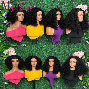 Peluca con diadema SDD de doble trama, cabello humano virgen brasileño, densidad completa, rizado estilo pixie, pelucas económicas sin encaje, media peluca. - Product Image 2