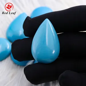 Redleaf-joyería OEM/ODM, fondo plano, forma de pera, azul, sintético, Turquesa