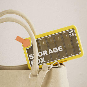 Boîte de pilulier portable de 7 jours avec compartiments quotidiens (mon-soleil) étui hermétique pour sac Kit de <span class=keywords><strong>pharmacie</strong></span> de voyage sans BPA - Product Image 5