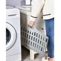 Panier à linge pliable à deux niveaux, écologique, moderne, en plastique, pour la maison et la salle de bain