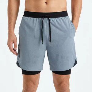 Pantalones Cortos Deportivos Transpirables y Ligeros de Secado Rápido 2 en 1 con Forro para Hombre, para Maratón, Fitness, Gimnasio y Entrenamiento - Product Image 1