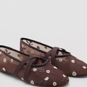 Nuove <span class=keywords><strong>ballerine</strong></span> ricamate in Mesh floreale alla moda da <span class=keywords><strong>donna</strong></span> con punta tonda da estate sandali piatti eleganti elasticizzati con tomaia Jane - Product Image 1