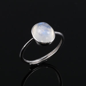 S925 スターリングシルバー リング 100% 天然宝石 アメジスト サンストーン アクアマリン ムーンストーン マラカイト 調節可能 ストーンサンプルリング - Product Image 3