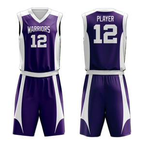 Ensemble de maillots et shorts de basket-ball personnalisés OEM 100% polyester, réversibles, respirants, grandes tailles, impression numérique, uniforme d'équipe - Product Image 3