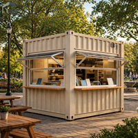Café Conteneur Modulaire Préfabriqué en Acier à Conception Personnalisée, Boutique Éphémère de 10 pieds avec Fenêtre de Service Pliante