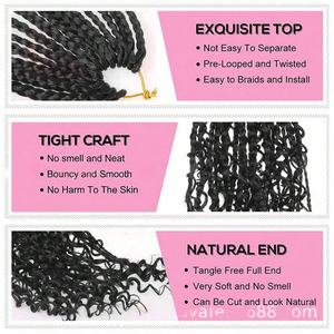 Boîte personnalisée pour tresses bohèmes, cheveux synthétiques pour tresses africaines, mèches de cheveux bouclés pour tresses au crochet, 14/20/22 pouces - Product Image 5