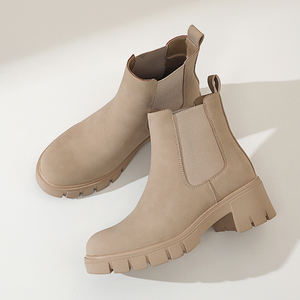 Botines Cortos de Mujer para Principios de Otoño 2024, Retro, a Media Pantorrilla, Tacón Bajo, Punta Cuadrada, Cuero Genuino, Hechos a Mano, Sencillos y Cómodos - Product Image 6