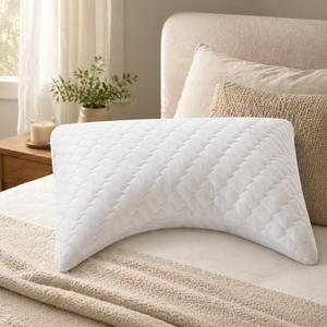 Oreiller de voyage incurvé personnalisé, réglable en hauteur, lavable, pour le cou, les genoux, le dos et le soutien lombaire, avec sac à dos blanc - Product Image 1