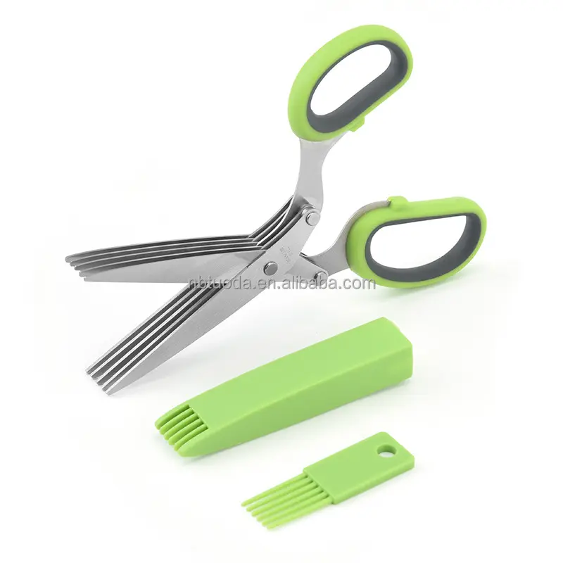 Sharp Heavy Duty Stainless Steel Kitchen Scissors Multipurpose Cutting Shears Herb Scissors with 5 Blades and Cover