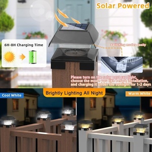 Lampes solaires pour poteaux, étanches IP65, bicolores, réglables, 12 LED, rechargeables, angle de faisceau 360°, pour extérieur, jardin, poteaux en bois - Product Image 4
