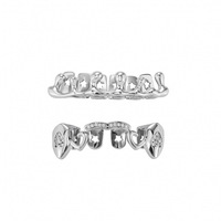 Nouvelles grilles dentaires Hip Hop couleur argent et or, crocs de vampire irréguliers, dents flamboyantes, pour fête d'Halloween, cadeau, bijoux corporels