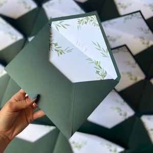 Sobres Personalizados con Forro para Invitaciones de Boda, Eventos, Sobres de Papel Verde Militar, Papelería para Fiestas de Matrimonio - Product Image 2