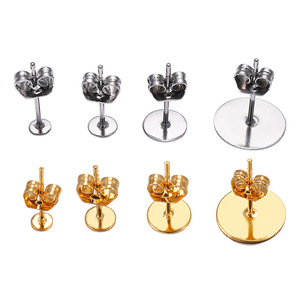 Gold Stainless Steel <b>Earring</b> <b>Posts</b> Studs Flat Head With Butterfly Backings For <b>Earring</b> Making 20 Sets Pack - Product Image 1